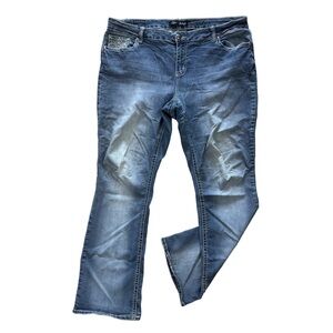 LOVE INDIGO Fleur De Lis Bling Bootcut Jeans Size 20 Y2K Embellished ✨